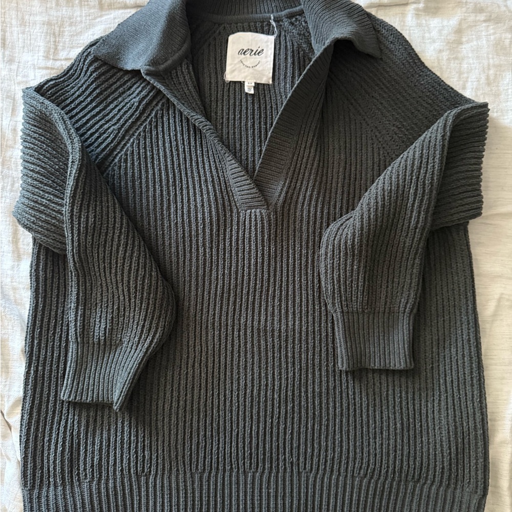 Aerie Chenille Knit V-neck Sweater